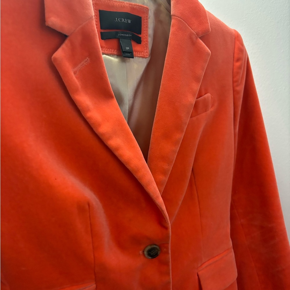 J. Crew vintage Schoolboy deep orange velour blazer size 2P Rare find. Slim Fit.